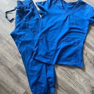Med couture blue jogger scrub set
